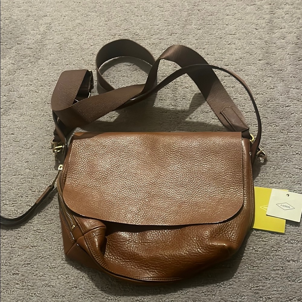 Fossil Brown Leather Crossbody Bag